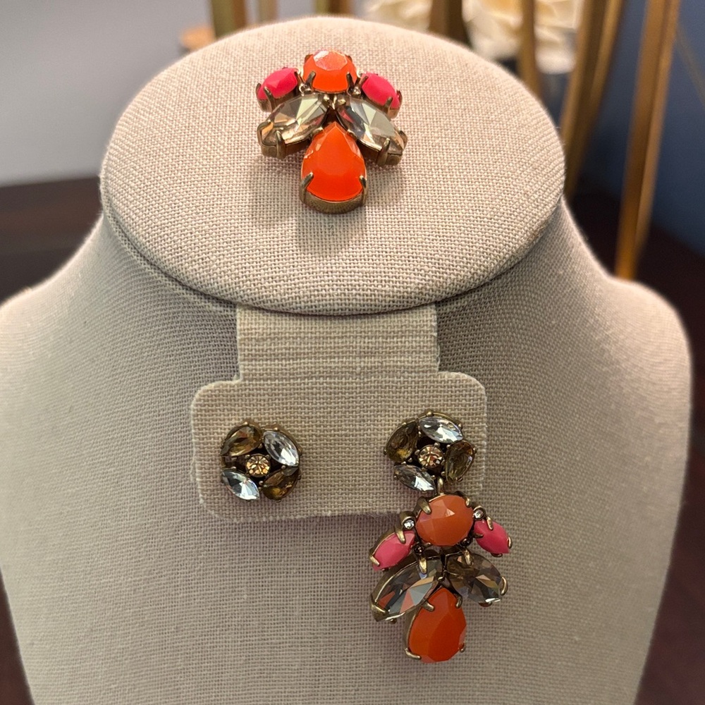 Gorgeous Pop Geo Orange, Pink, And Rhinestone Sta… - image 2